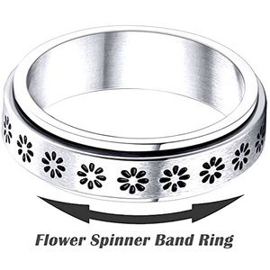🦋3/$30🦋 Stainless Steel Flower Fidget Spinner Ring Size 9